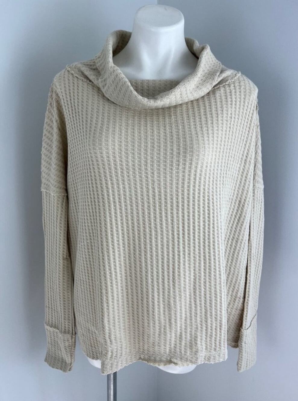 Free People Juicy Long Sleeve Cowl Neck Oversized Draped Tunic Top Stone Cold S